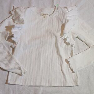 Tucker & Tate/Long Sleeve Top/Girls/Size 8/White/Ribbed Ruffle Casual Shirt